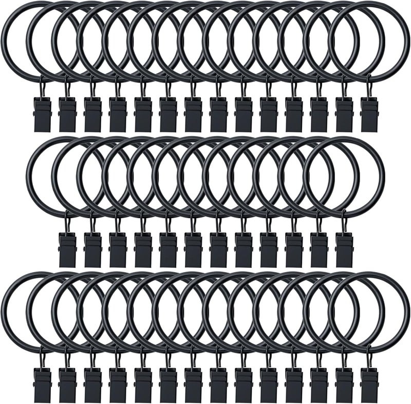 BOOMIBOO 40 Pack Curtain Rings with Clips, Drapery Clips with Rings, Hangers Drapes Rings, Drapery Rings 1.5 inch, Fits up to 1.2 inch Diameter Curtain Rod, for Hanging Drapes Bows Hat and So On - Image 1